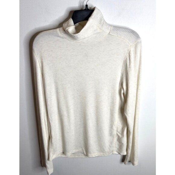 Madewell $55 Ribbed Turtleneck Long-Sleeve Tee Cream Size L NT768 - Picture 2 of 5